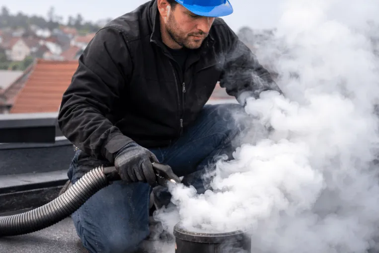 Recherche de fuite par injection de fumée